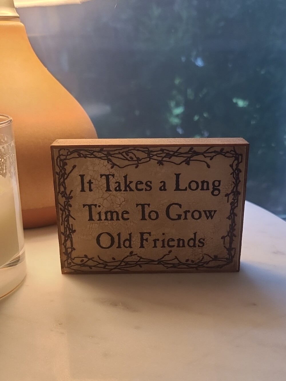 Rustic Brown 'It Takes a Long Time To Grow Old Friends' Decorative Block Sign